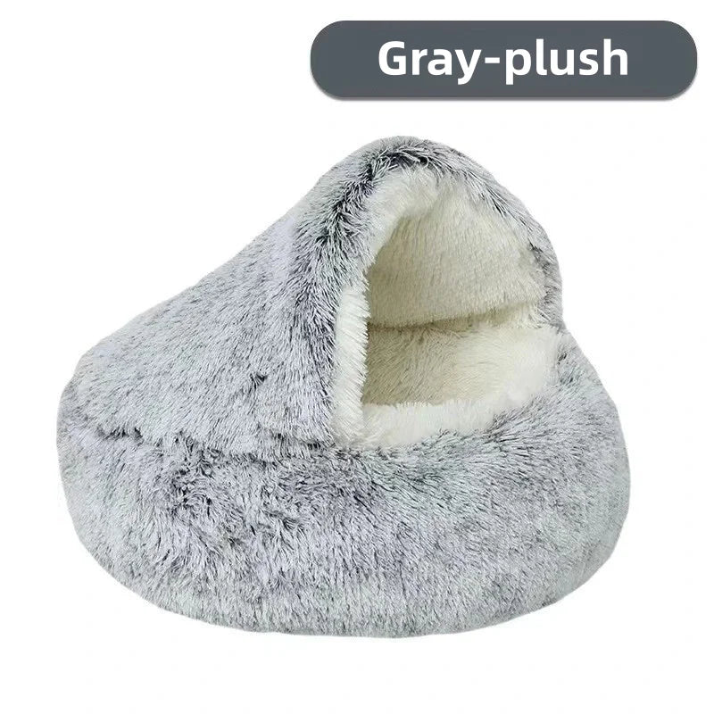 Mozie 2-in-1 Plush Cat Nest – Semi-Enclosed Cozy Hideaway Bed - Mozie