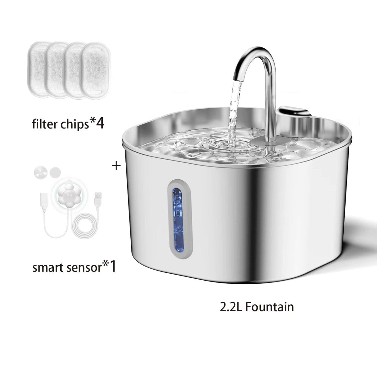 Automatic Pet Water Fountain – 2.2L Stainless Steel with Motion Sensor - Mozie
