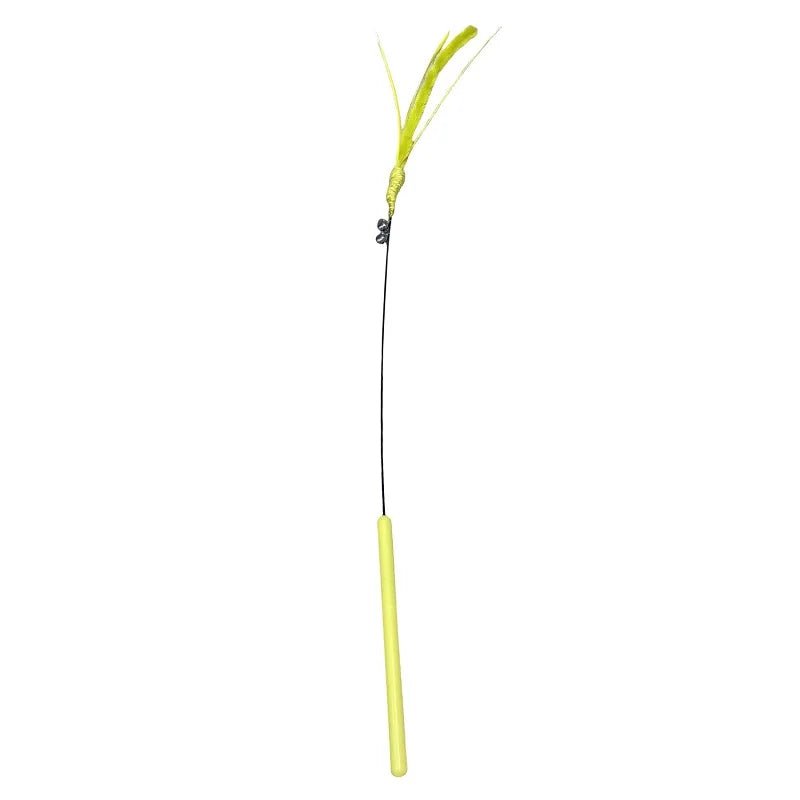 Mozie Cat Feather Teasing Wand – Interactive Play Stick with Feather & Grass Tip - Mozie