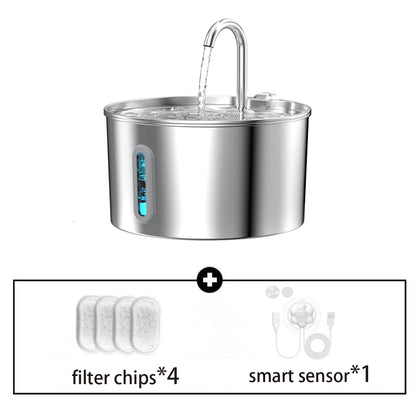 Automatic Pet Water Fountain – 2.2L Stainless Steel with Motion Sensor - Mozie