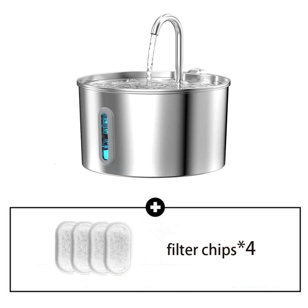 Automatic Pet Water Fountain – 2.2L Stainless Steel with Motion Sensor - Mozie