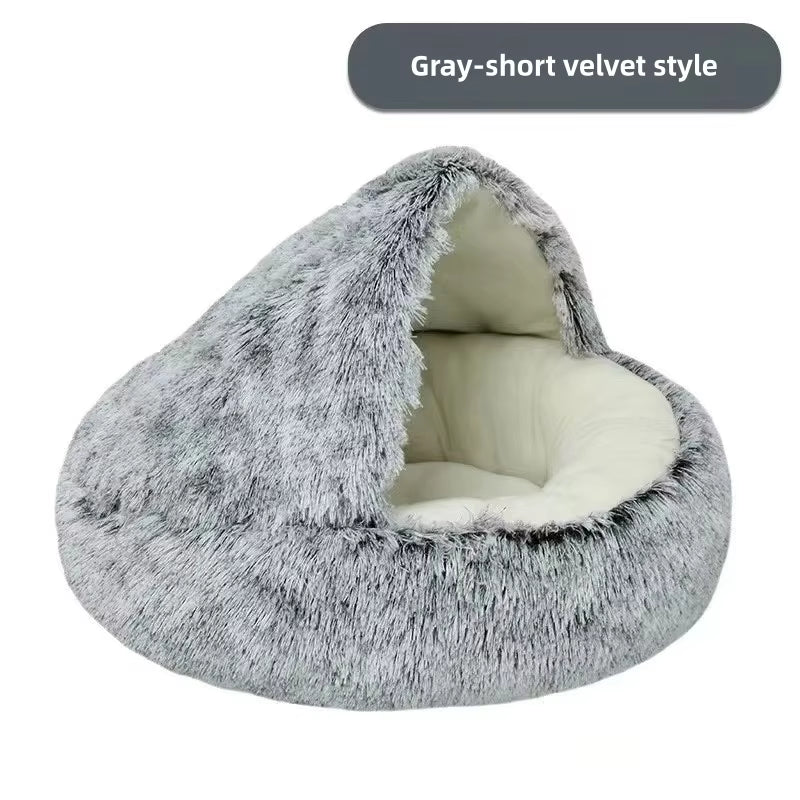 Mozie 2-in-1 Plush Cat Nest – Semi-Enclosed Cozy Hideaway Bed - Mozie