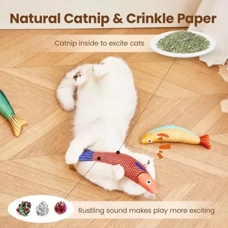 Mozie Catnip Fish Kicker Toy – Crinkle Sound Plush Toy for Cats - Mozie