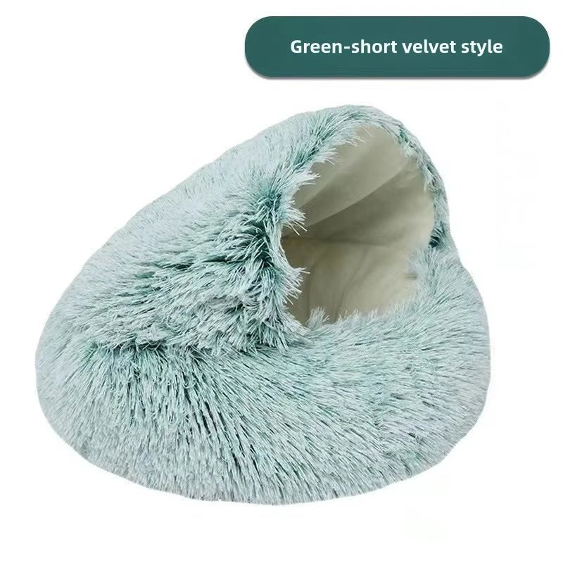 Mozie 2-in-1 Plush Cat Nest – Semi-Enclosed Cozy Hideaway Bed - Mozie