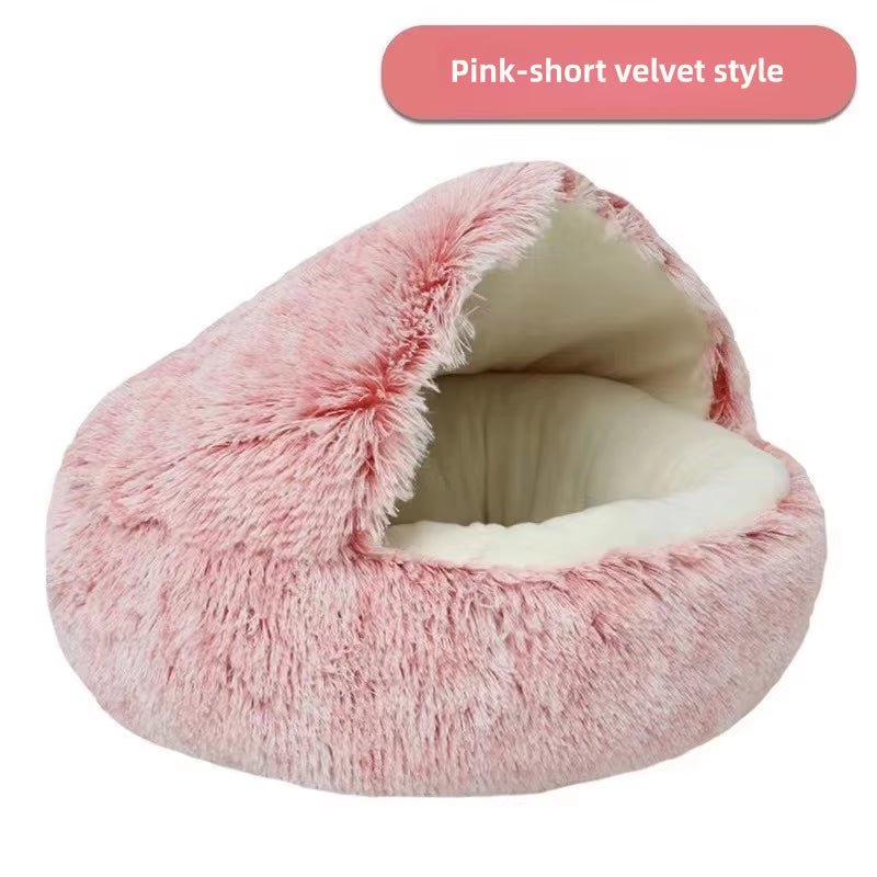 Mozie 2-in-1 Plush Cat Nest – Semi-Enclosed Cozy Hideaway Bed - Mozie