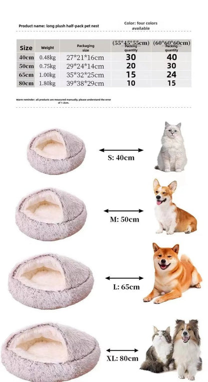 Mozie 2-in-1 Plush Cat Nest – Semi-Enclosed Cozy Hideaway Bed - Mozie
