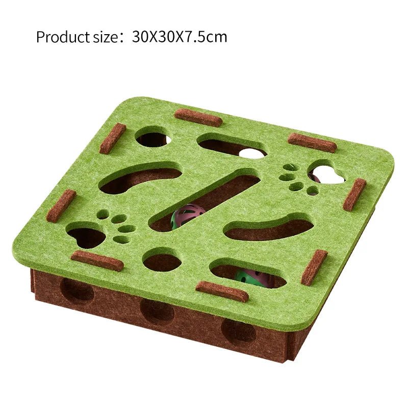 Mozie Cat Puzzle Felt Box – 3-in-1 Scratching Board, Playhouse & Ball Launcher - Mozie