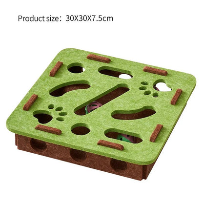 Mozie Cat Puzzle Felt Box – 3-in-1 Scratching Board, Playhouse & Ball Launcher - Mozie