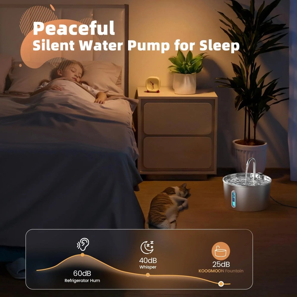 Automatic Pet Water Fountain – 2.2L Stainless Steel with Motion Sensor - Mozie