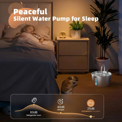 Automatic Pet Water Fountain – 2.2L Stainless Steel with Motion Sensor - Mozie