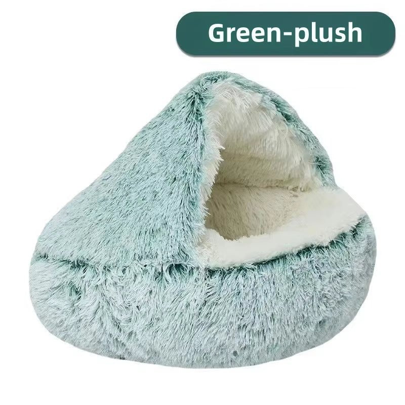 Mozie 2-in-1 Plush Cat Nest – Semi-Enclosed Cozy Hideaway Bed - Mozie