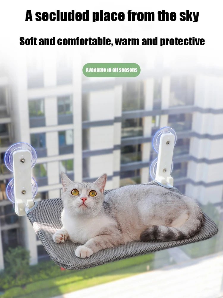 Mozie Foldable Cat Window Perch – Cordless Wall or Suction Mount Hammock - Mozie