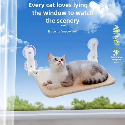 Mozie Foldable Cat Window Perch – Cordless Wall or Suction Mount Hammock - Mozie