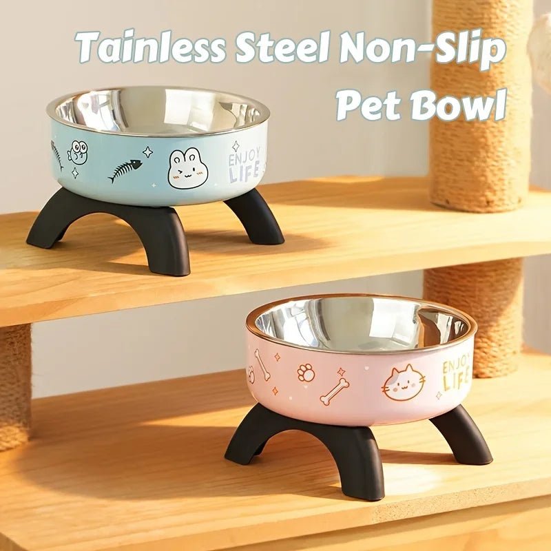 Stainless Steel Pet Bowl – Anti-Tip Elevated Design with Non-Slip Base - Mozie