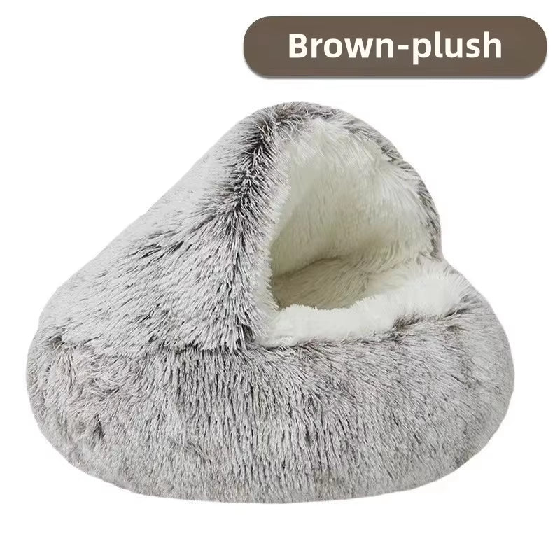 Mozie 2-in-1 Plush Cat Nest – Semi-Enclosed Cozy Hideaway Bed - Mozie