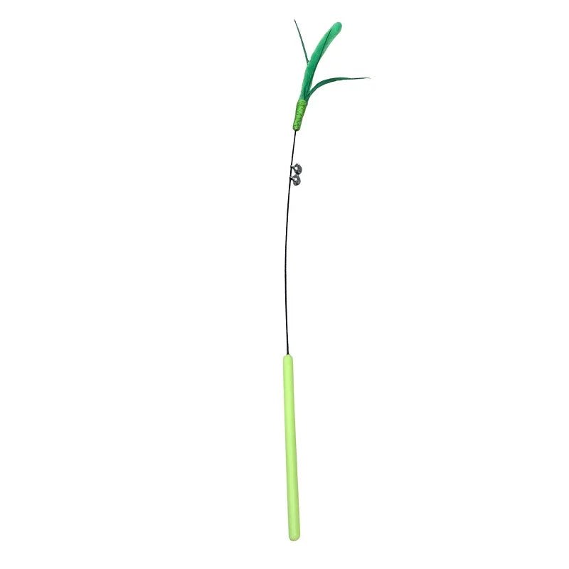 Mozie Cat Feather Teasing Wand – Interactive Play Stick with Feather & Grass Tip - Mozie