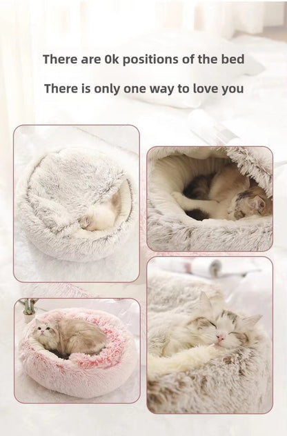 Mozie 2-in-1 Plush Cat Nest – Semi-Enclosed Cozy Hideaway Bed - Mozie
