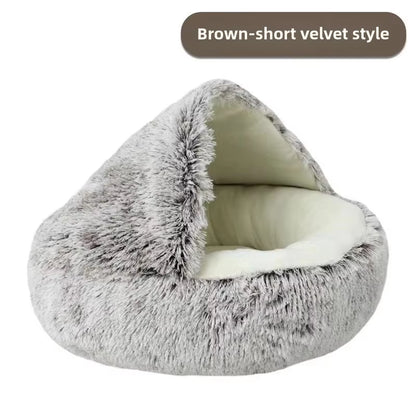 Mozie 2-in-1 Plush Cat Nest – Semi-Enclosed Cozy Hideaway Bed - Mozie