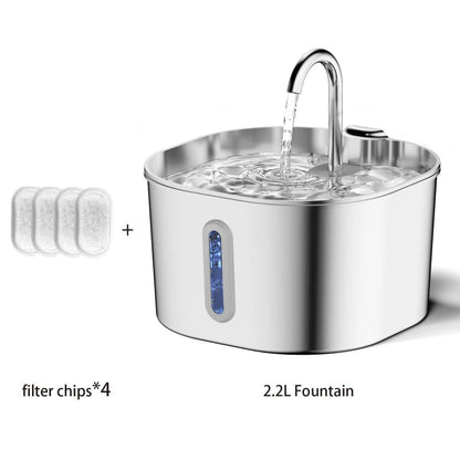 Automatic Pet Water Fountain – 2.2L Stainless Steel with Motion Sensor - Mozie