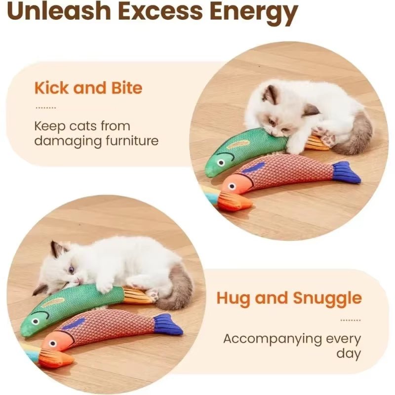 Mozie Catnip Fish Kicker Toy – Crinkle Sound Plush Toy for Cats - Mozie