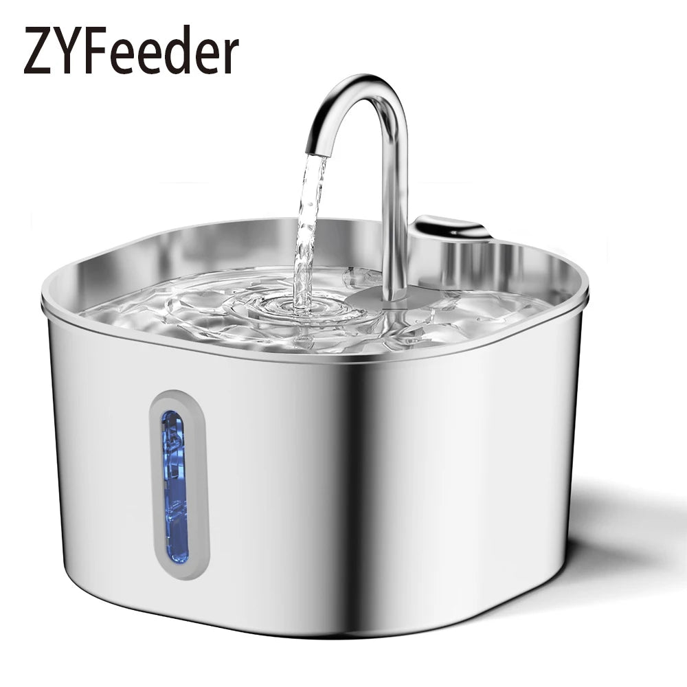 Automatic Pet Water Fountain – 2.2L Stainless Steel with Motion Sensor - Mozie