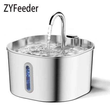 Automatic Pet Water Fountain – 2.2L Stainless Steel with Motion Sensor - Mozie